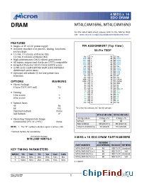 Datasheet MT4LC4M16N3TG-5 manufacturer Micron